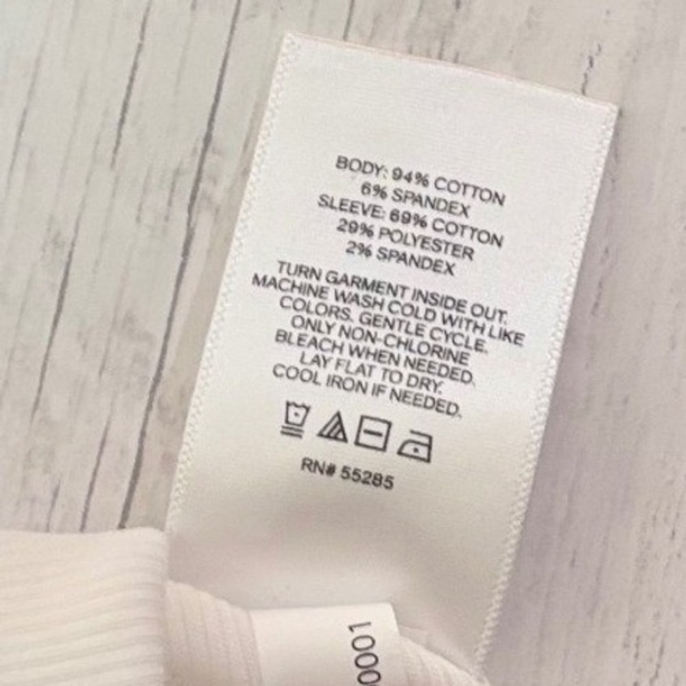 NWT Express White Ribbed Puff Sleeve Bodysuit Small Clean Girl Minimalist - Picture 5 of 8